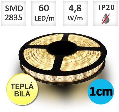 LED21 LED pásek 4,8W/m 60ks/m 2835 Teplá bílá, cena za 1cm