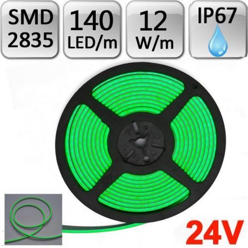 LED21 LED Neon Flex pásek 5m 24V 140ks/m SMD2835 12W/m, 4x10mm, voděodolný, ZELENÁ
