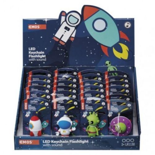 Emos LED klíčenka – vesmír, se zvukem na LR54, 24 ks P4712