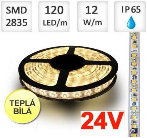 LED21 LED pásek 24V 120ks/m 2835 12W/m voděodolný-termokokon 1m, Teplá bílá