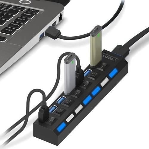 LED21 YT07 USB 2.0 HUB pro 7 portů, USB splitter