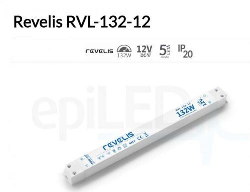 REVELIS Nábytkový LED napájecí zdroj 132W 11A 12V RVL-132-12