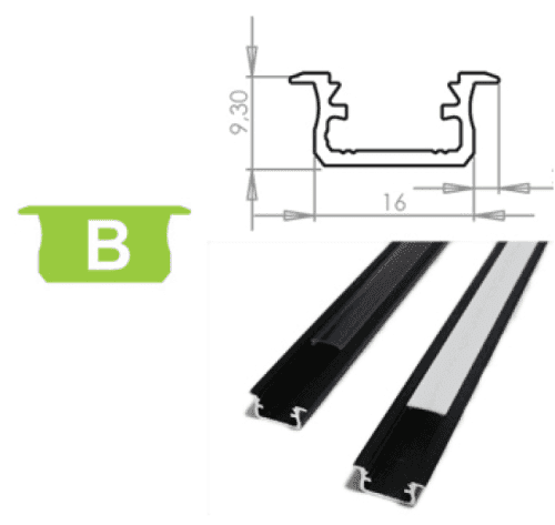 LEDLabs Hliníkový profil LUMINES B zápustný 3m pro LED pásky, černý