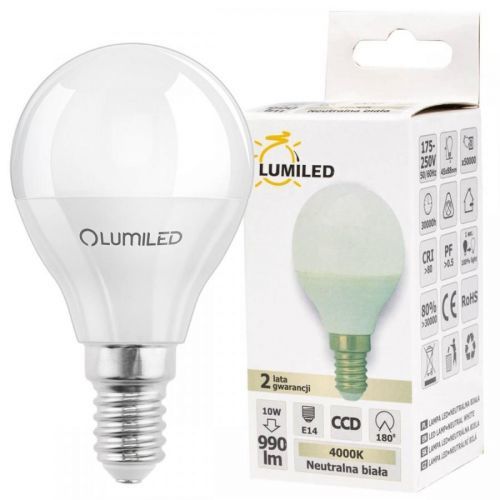 LED žárovka LED E14 P45 10W = 90W 990lm 4000K Neutrální bílá 210° LUMILED