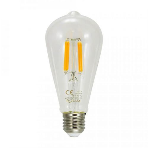 LED žárovka LED E27 ST64 7,5W = 75W 1055lm 3000K Teplá bílá 360° Filament POLUX