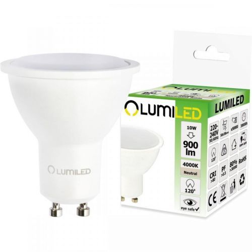 LED žárovka LED GU10 10W = 80W 900lm 4000K Neutrální bílá 120° LUMILED
