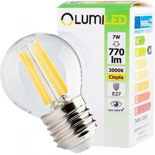 LED žárovka LED E27 P45 Filament 7W = 60W 770lm 3000K Teplá bílá 360° LUMILED
