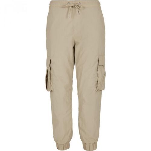 Ladies High Waist Crinkle Nylon Cargo Pants Concrete