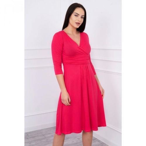 Dress with cut-off under the bust, 3/4 sleeves fuchsia