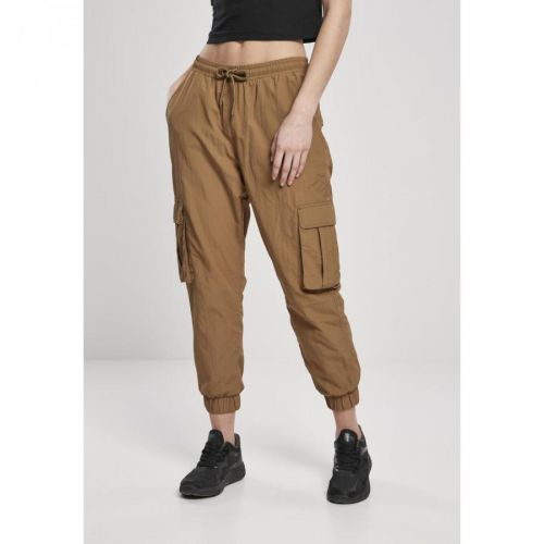 Ladies High Waist Crinkle Nylon Cargo Pants Midground