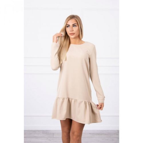 Dress with a flounce beige