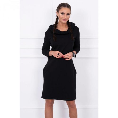 Dress with a hood and pockets black