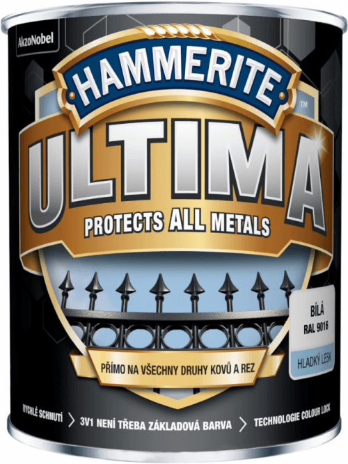 Hammerite Ultima RAL 9005 černá hladká 0,75 L