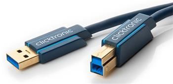ClickTronic HQ OFC USB3.0 kabel, A-B, zlacené konektory, 3m