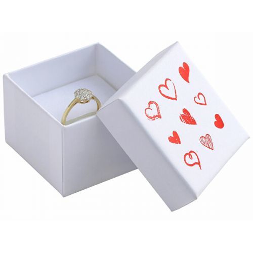JK Box Bílá dárková krabička na šperky se srdíčky HRT-3/A1/A7