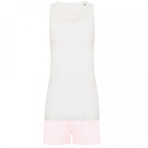 Towel City Dámské krátké pyžamo v setu - Bílá / růžová | M