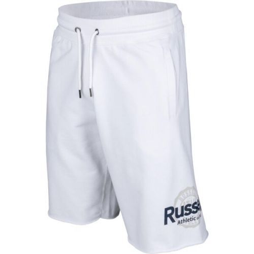 Russell Athletic CIRCLE RAW SHORT Pánské šortky, Bílá,Tmavě modrá, velikost S
