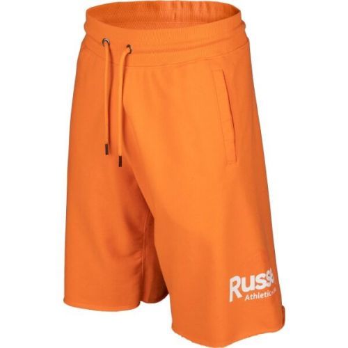 Russell Athletic CIRCLE RAW SHORT Pánské šortky, Oranžová,Bílá, velikost S