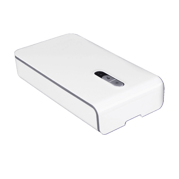 Optonica Přenosné germicidní pouzdro s UV-C sterilizační lampou a bezdrátovou nabíječkou, bílé UV764