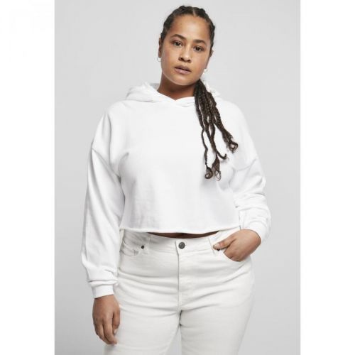 Ladies Oversized Cropped Hoody White