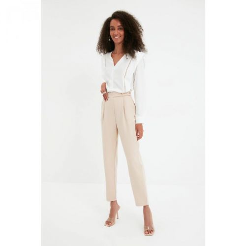 Trendyol Beige Cigarette Trousers