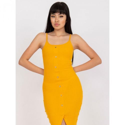 Light orange fitted dress with stripes RUE PARIS