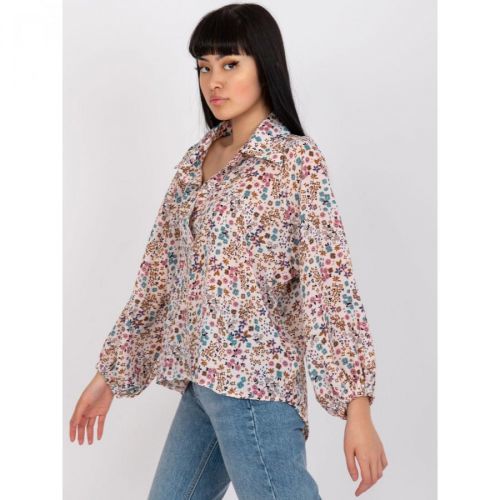 Airy beige blouse with a floral print ZULUNA