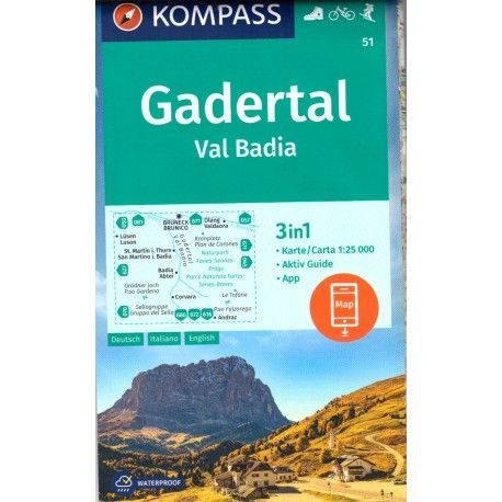 Kompass 51 Gadertal, Val Badia 1:25 000 turistická mapa
