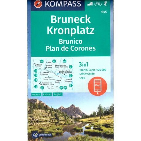 Kompass 045 Bruneck Kronplatz, Brunico Plan de Corones 1:25 000 turistická mapa