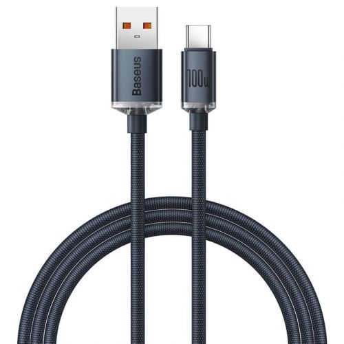 BASEUS Crystal Shine Series nabíjecí / datový kabel USB-A / USB-C 100W 1,2m CAJY000401, černá