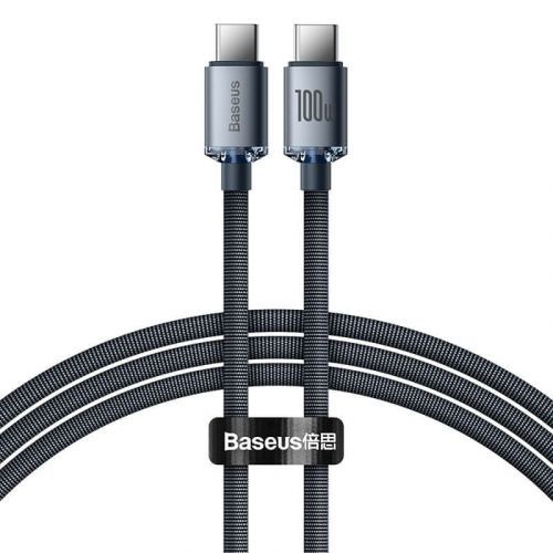 BASEUS Crystal Shine Series nabíjecí / datový kabel USB-C / USB-C 100W 1,2m CAJY000601, černá