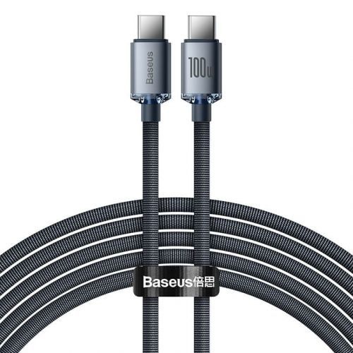 BASEUS Crystal Shine Series nabíjecí / datový kabel USB-C / USB-C 100W 2m CAJY000701, černá