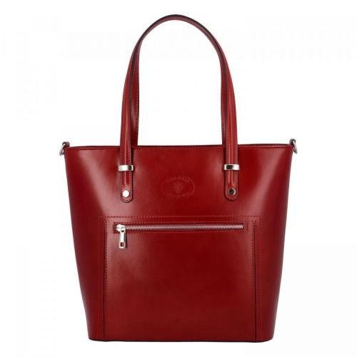Kožená prostorná dámská kabelka Junia, tmavě červená