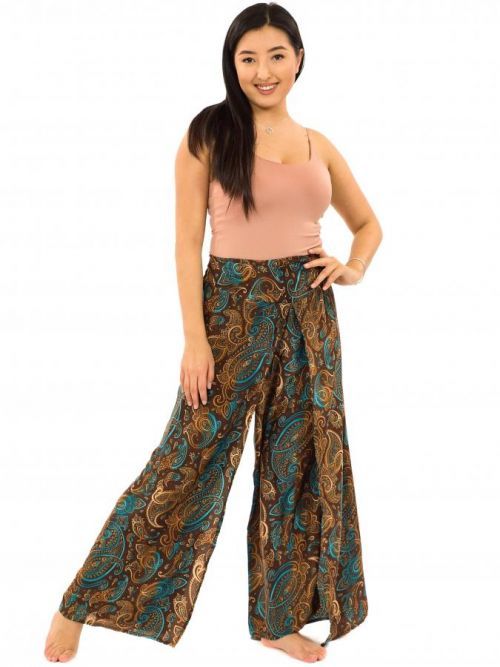 Himalife Zavinovací kalhoty Siera - hnědá s tyrkysovou Velikost: S/M