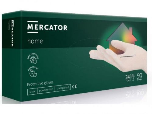 Rukavice Latexové Mercator Medical home, 50 ks, bílá, nepudrované Rozměr: S