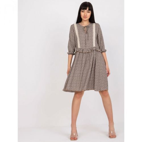 Casual brown dress with 3/4 RUE PARIS sleeves