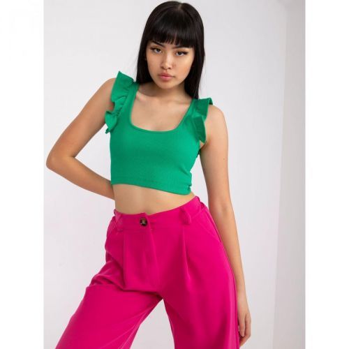 Basic dark green striped RUE PARIS crop top