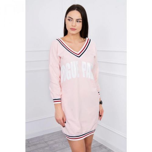 Dress V-neck Paris powdered pink