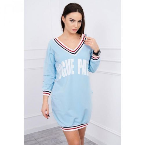 Dress V-neck Paris blue