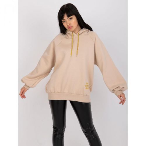 Diego's beige oversized sweatshirt with a hood