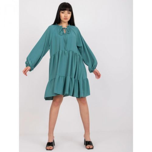 A sea dress with a frill and long sleeves