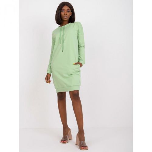 Basic pistachio sweatshirt dress with pockets