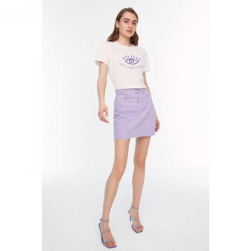 Trendyol Lilac Basic Mini Denim Skirt