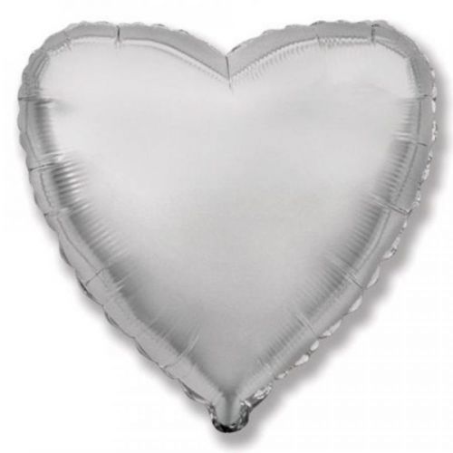 Balón foliový 45 cm Srdce stříbrné - FLEXMETAL