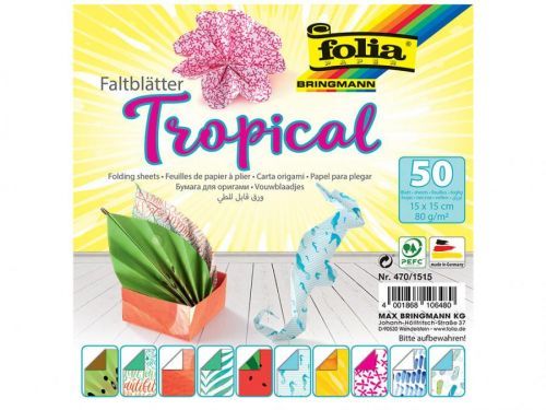 Folia - Max Bringmann Origami papír TROPICAL - 15 x 15 cm, 50 archů