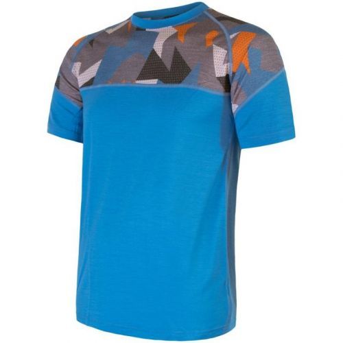 Triko Sensor Merino Impress - pánské, krátký, modrá camo - velikost 2XL