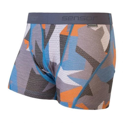 Trenky Sensor Merino Impress - pánské, modrá camo - velikost 2XL