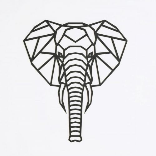 Dřevěný geometrický obraz - Slon - různé barvy Geometric Elephant Animal přírodní