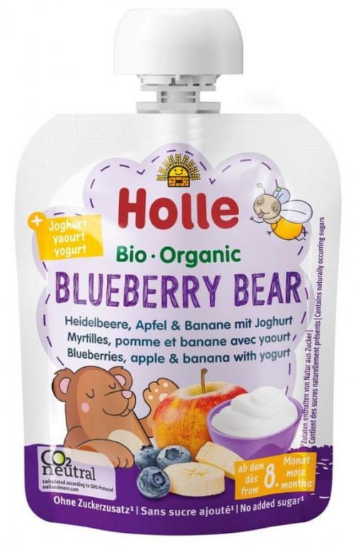 Holle Blueberry bear - bio dětské ovocné pyré s jogurtem 85g x 5ks