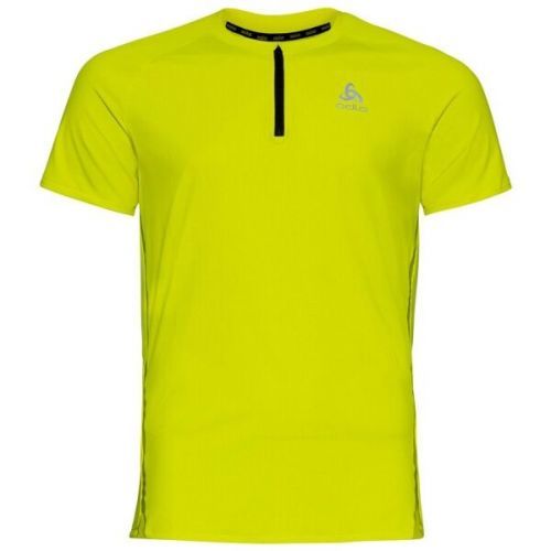 Odlo AXALP TRAIL T-SHIRT CREW NECK S/S 1/2 ZIP Pánské funkční tričko, Žlutá,Šedá, velikost XXL